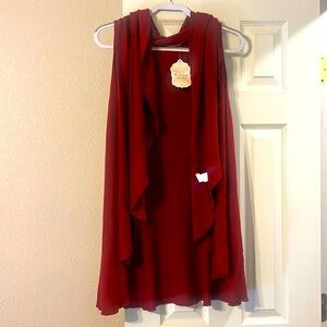 Red sleeveless cardigan, brand new